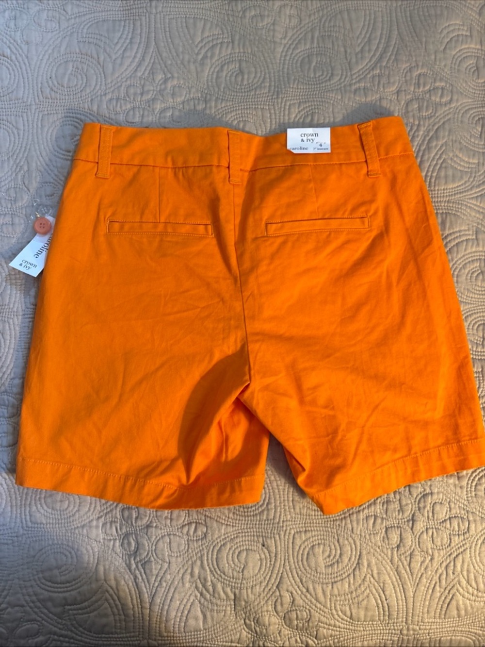 crown & ivy Bright Orange Women’s Chino Shorts - Picture 6 of 6